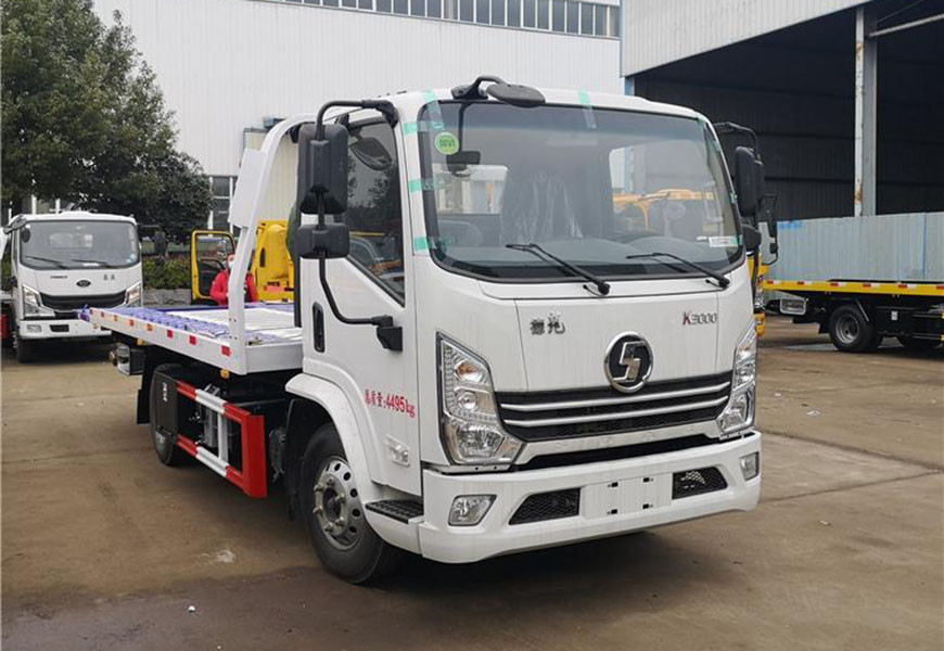 國(guó)六藍(lán)牌德龍一拖二平板清障車(chē)